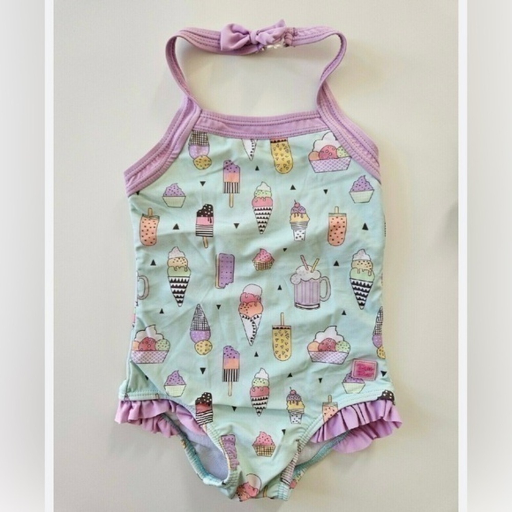 Ruffle Butts baby girl ice cream theme bathing suit 12-18 months